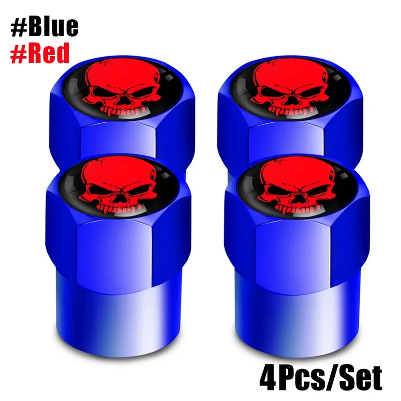 Bouchons de Valve Universels Tête de Mort Bicolores Aluminium