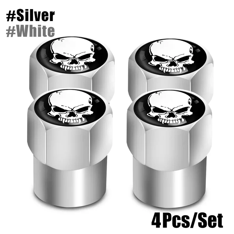 Bouchons de Valve Universels Tête de Mort Bicolores Aluminium