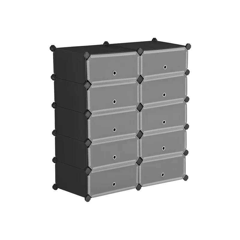 Armoire modulable de rangement chaussures 43 x 31 x 173 cm montage facile design contemporain en plastique blanc semi-transparent 12_0008521