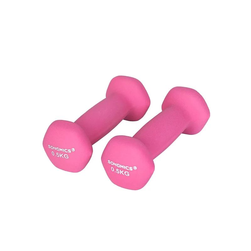 Lot de 2 haltères courtes pratiques 0,5 kg ergonomiques pour fitness et yoga en fonte noir 12_0009960
