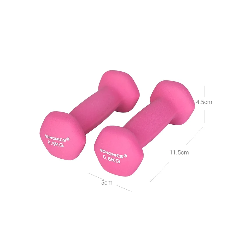 Lot de 2 haltères courtes pratiques 0,5 kg ergonomiques pour fitness et yoga en fonte noir 12_0009960