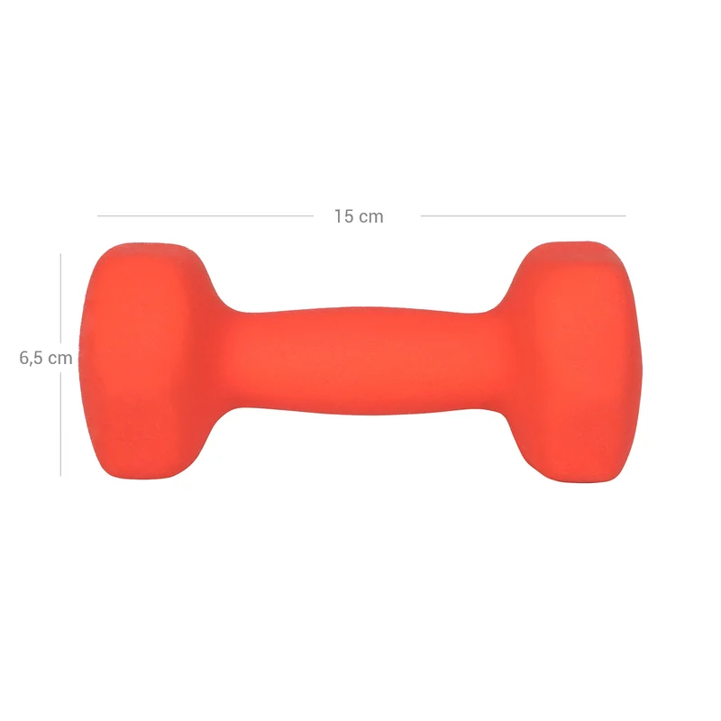 Lot de 2 haltères courtes ergonomiques entraînement fitness 7 x 15 cm en vinyle orange 12_0009374