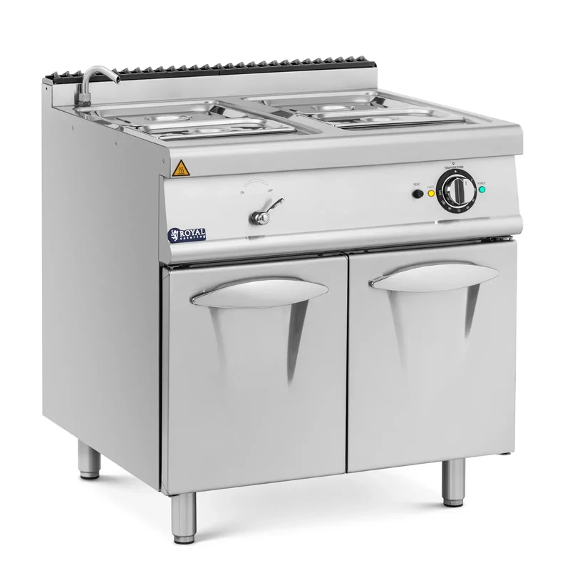 Bain-marie 6 000 w 2 x GN 1/2 2 x GN 1/3 robinet meuble bas (80 x 73 cm) acier inoxydable 14_0008296