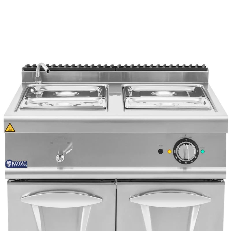 Bain-marie 6 000 w 2 x GN 1/2 2 x GN 1/3 robinet meuble bas (80 x 73 cm) acier inoxydable 14_0008296