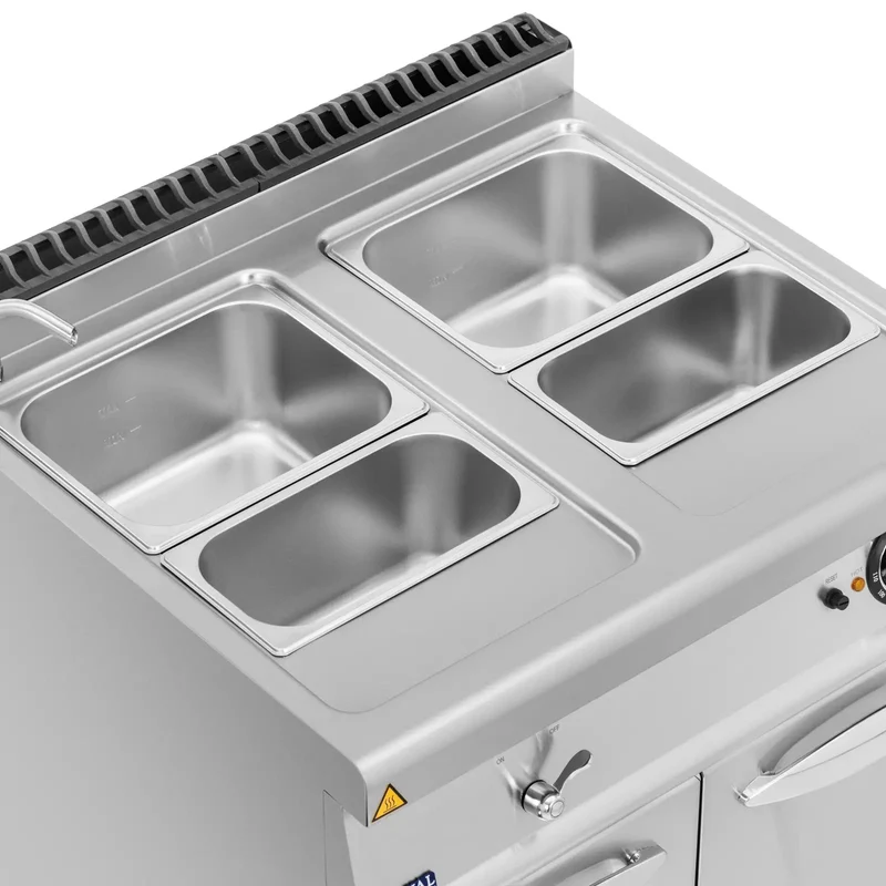 Bain-marie 6 000 w 2 x GN 1/2 2 x GN 1/3 robinet meuble bas (80 x 73 cm) acier inoxydable 14_0008296