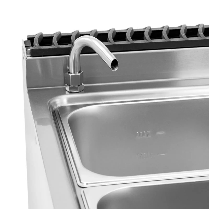 Bain-marie 6 000 w 2 x GN 1/2 2 x GN 1/3 robinet meuble bas (80 x 73 cm) acier inoxydable 14_0008296