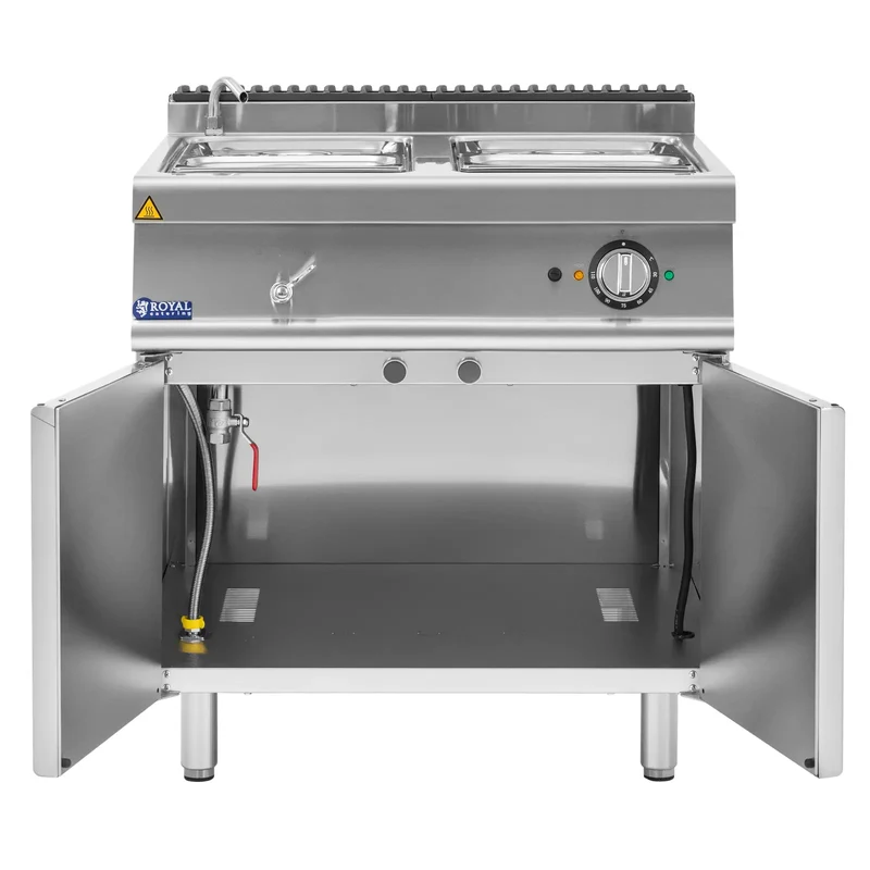 Bain-marie 6 000 w 2 x GN 1/2 2 x GN 1/3 robinet meuble bas (80 x 73 cm) acier inoxydable 14_0008296