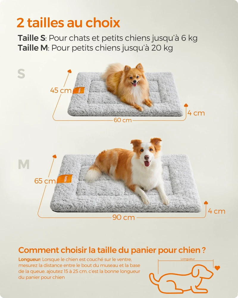 Tapis pour animaux antidérapant lavable machine 90 x 65 cm en tissu sherpa gris tourterelle 12_0010498