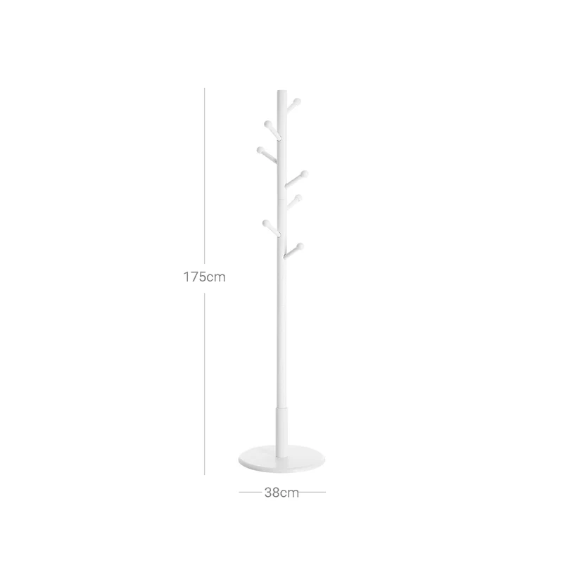 Portemanteau sur pieds avec 7 crochets arrondis pour manteaux et chapeaux 38 x 175 cm en bois blanc 12_0009881
