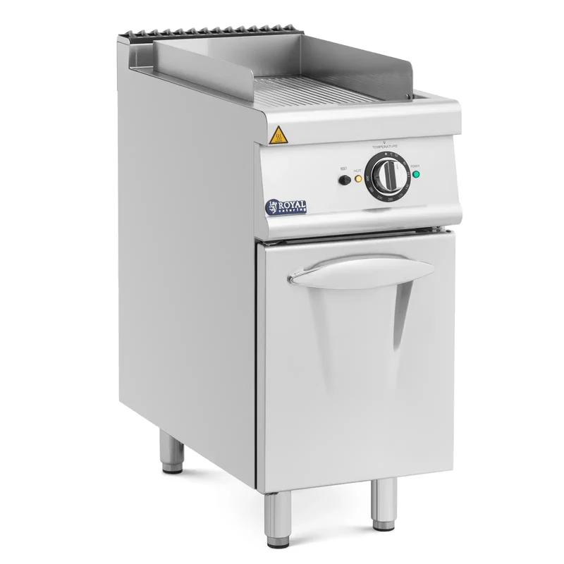 Plancha électrique 5,4 kw rainurée avec meuble bas 40 x 70 cm pro 730 series acier inoxydable acier chromé argent métallisé 14_0009538