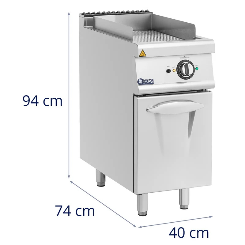 Plancha électrique 5,4 kw rainurée avec meuble bas 40 x 70 cm pro 730 series acier inoxydable acier chromé argent métallisé 14_0009538