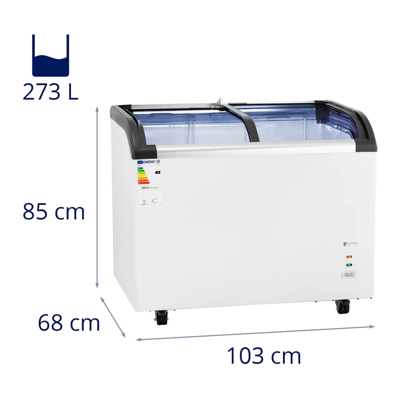 Grand congélateur coffre bahut horizontal professionnel (volume : 273 litres, réfrigérant : r290, puissance : 198 watts, plage de température : -30 – 5 °c, matériaux : acier/aluminium) 14_0005273