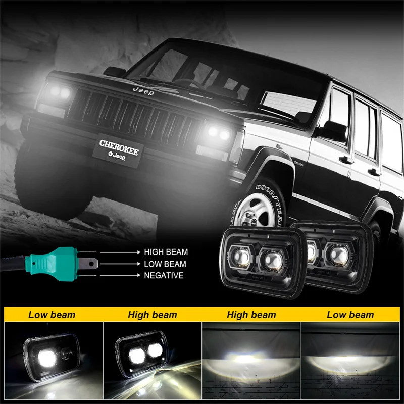 Phares LED Rectangulaires Jeep Wrangler YJ
