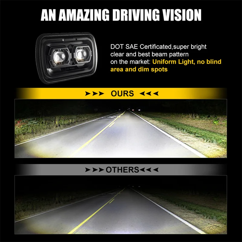 Phares LED Rectangulaires Jeep Wrangler YJ