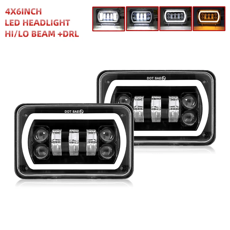 Phares LED 4x6 Pouces 90W Tout-Terrain
