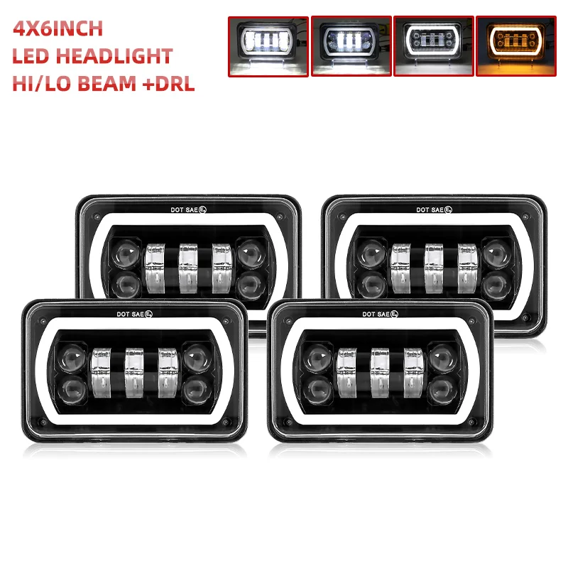 Phares LED 4x6 Pouces 90W Tout-Terrain