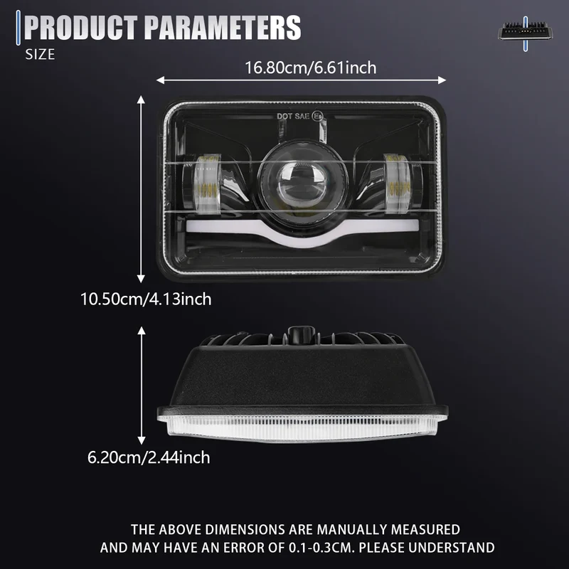 Phares LED 4x6 Pouces Universel Camion