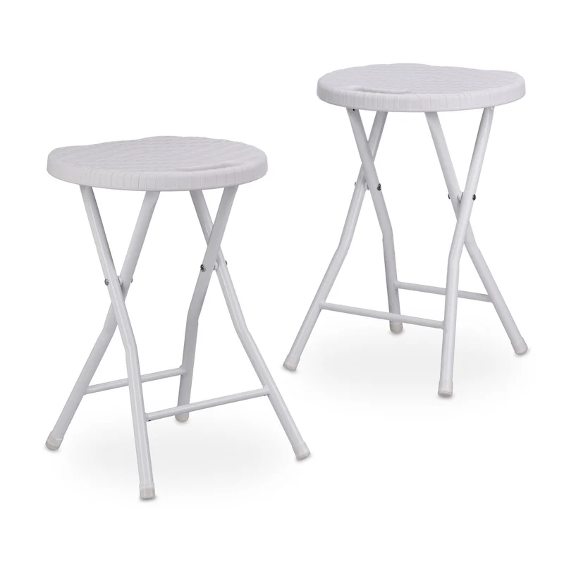 Lot de 2 tabourets pliants extérieur jardin 45 x 32,5 x 29 cm confortables design élégant en plastique noir 13_0005919
