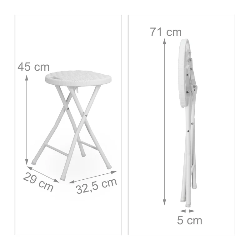 Lot de 2 tabourets pliants extérieur jardin 45 x 32,5 x 29 cm confortables design élégant en plastique noir 13_0005919