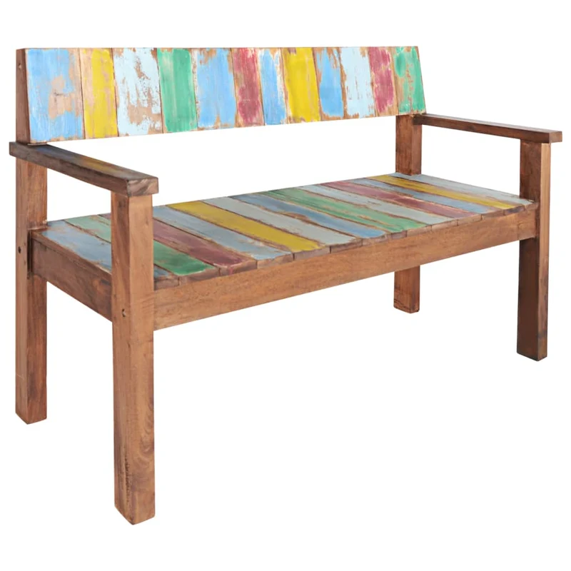 Banc banquette 115 x 51 x 80 cm bois de récupération massif 02_0011009
