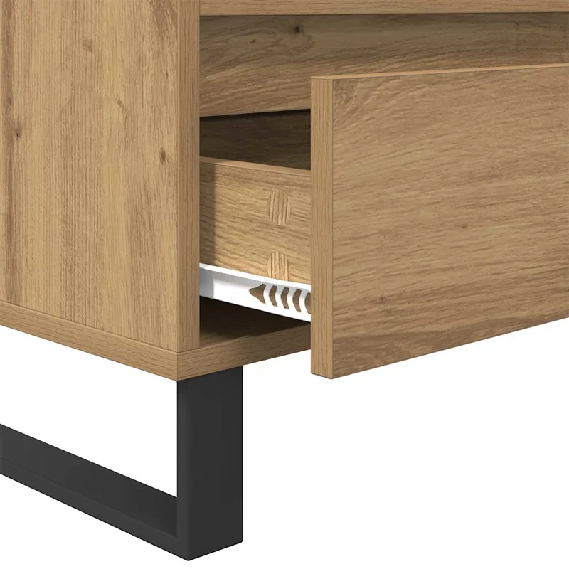 Meuble TV rectangulaire moderne avec tiroir et étagère 100 x 34,5 x 44,5 cm en bois chêne artisanal 02_0052746
