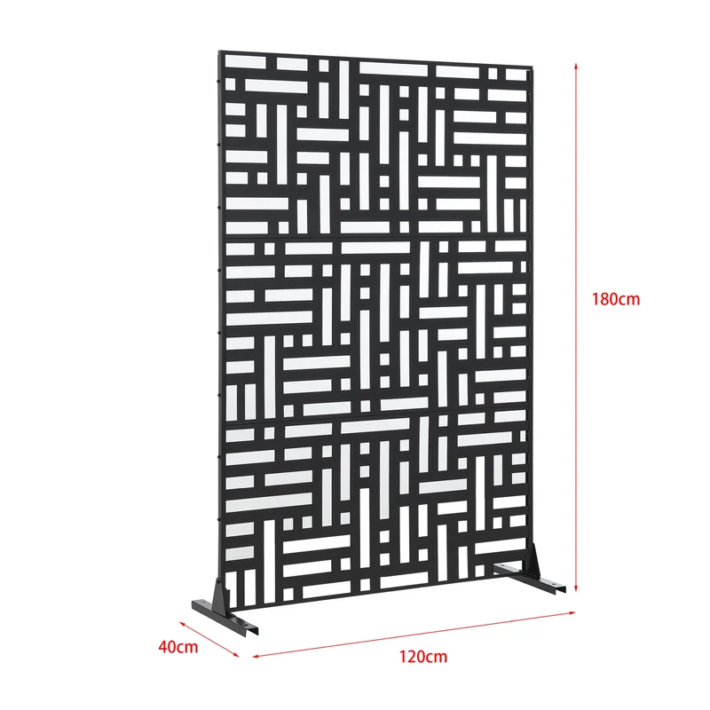 Cloison de séparation pour extérieur et intérieur acier galvanisé 180 x 120 x 40 cm noir 03_0009272
