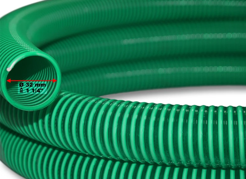 Tuyau de bassin 5 m annelé et armé souple diamètre 32 mm (1 1/4") pour poisson vert 16_0001588