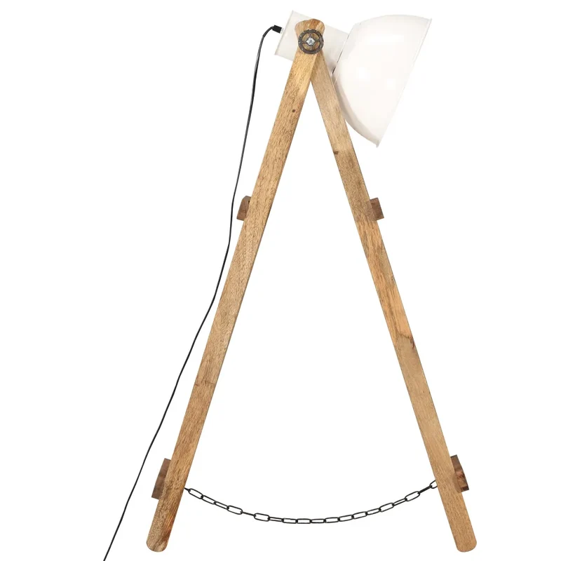 Lot de 3 lampadaires vintage design intérieur 28 x 65 x 150 cm en bois de manguier blanc 02_0046706