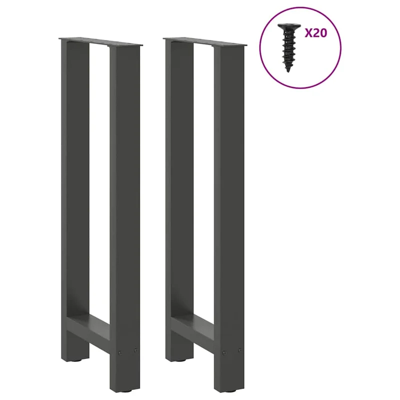 Lot de 2 pieds de table de bar réglables design moderne 40 x 100-101 cm en acier anthracite 02_0057578