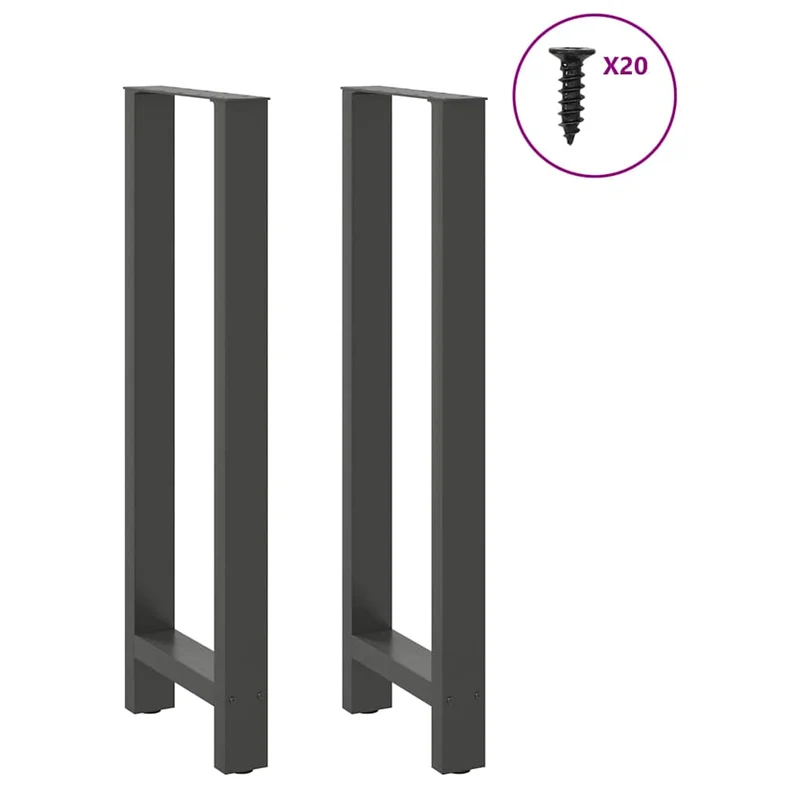Lot de 2 pieds de table de bar en acier 40 x 110-111 cm avec réglage de hauteur style moderne anthracite 02_0057590