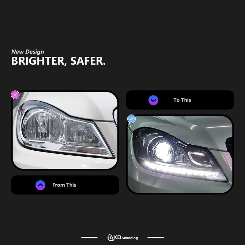 Phares LED Mercedes Classe C W204 2011-2013 double optique