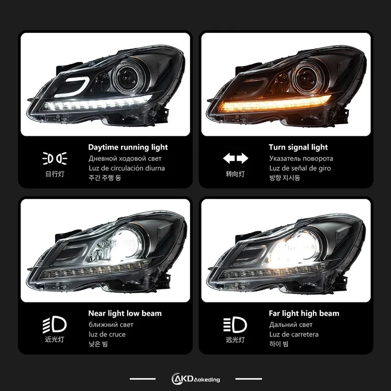 Phares LED Mercedes Classe C W204 2011-2013 double optique