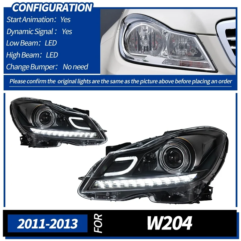 Phares LED Mercedes Classe C W204 2011-2013 double optique
