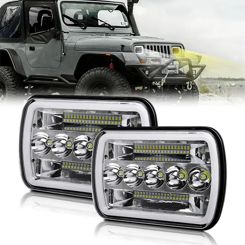 Phares LED 5x7 7x6 Jeep Wrangler YJ Cherokee XJ