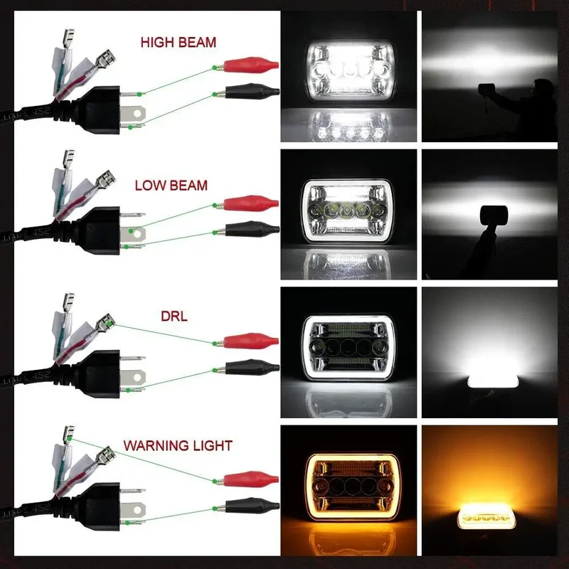 Phares LED 5x7 7x6 Jeep Wrangler YJ Cherokee XJ