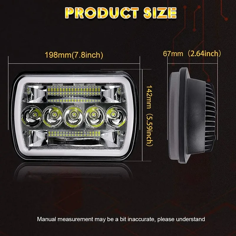 Phares LED 5x7 7x6 Jeep Wrangler YJ Cherokee XJ