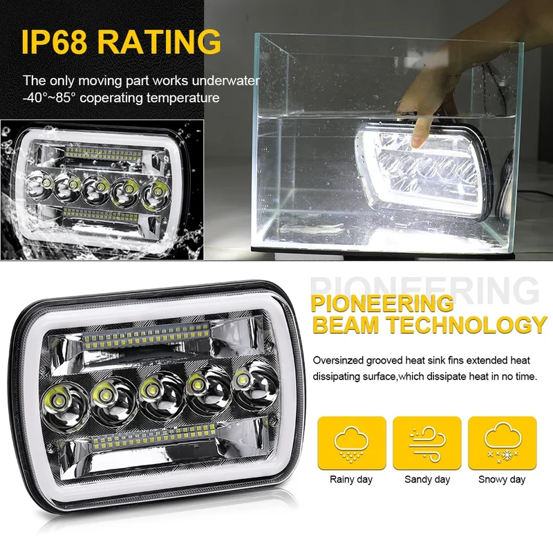 Phares LED 5x7 7x6 Jeep Wrangler YJ Cherokee XJ