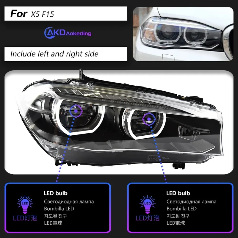Phares LED BMW X5 F15 X6 F16 2014-2018 à lentille