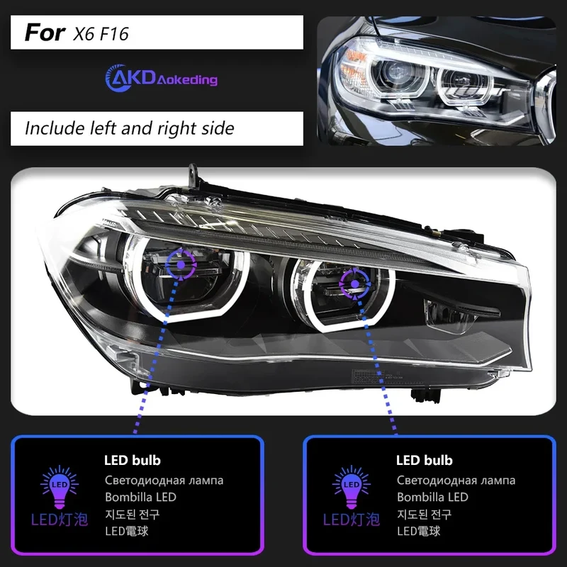 Phares LED BMW X5 F15 X6 F16 2014-2018 à lentille