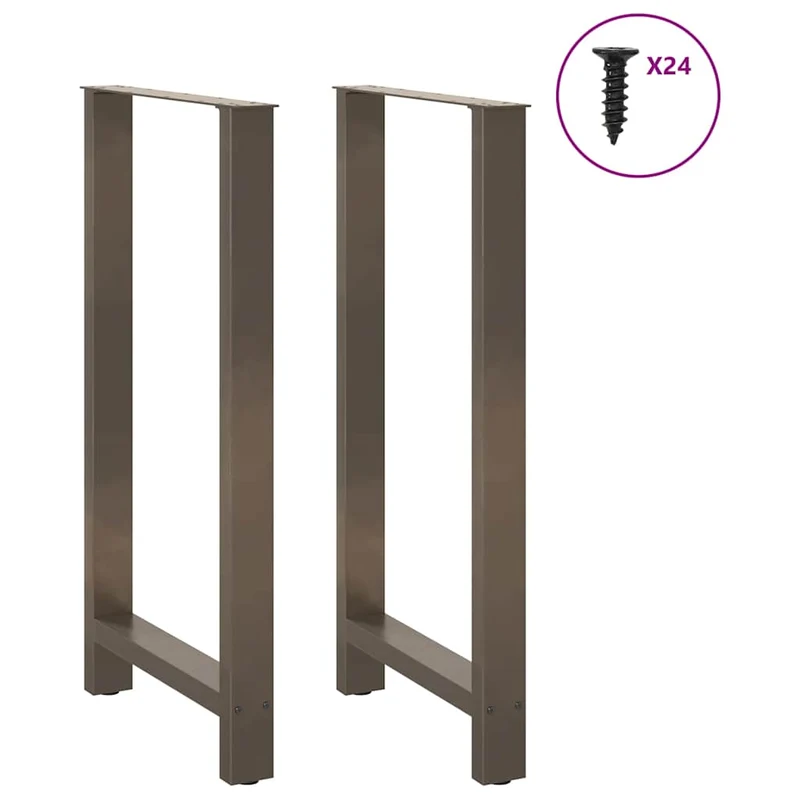 Lot de 2 pieds de table de bar en acier thermolaqué 60 x 110 cm robuste avec niveleurs réglables design moderne en acier naturel 02_0057599