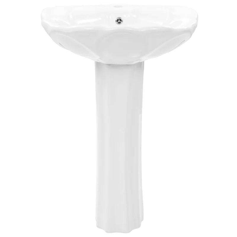Lavabo autoportant avec socle 58 x 51 cm céramique blanc 02_0002570