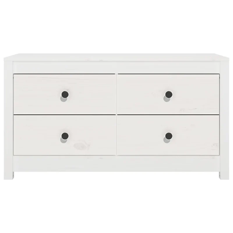 Armoire latérale pratique en bois 100 x 40 x 54 cm avec tiroirs spacieux style rustique en bois de pin blanc 02_0048465