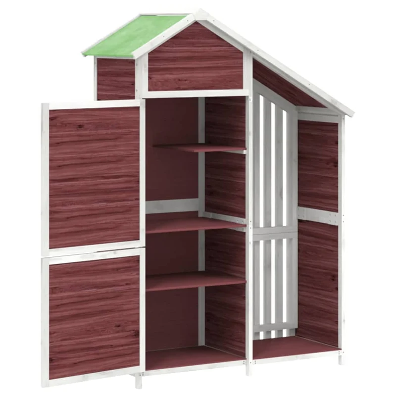 Abri de jardin cabane cabanon maison de stockage remise extérieur hangar outils robuste moka 120 x 53,5 x 170 cm bois massif pin marron 02_0022426