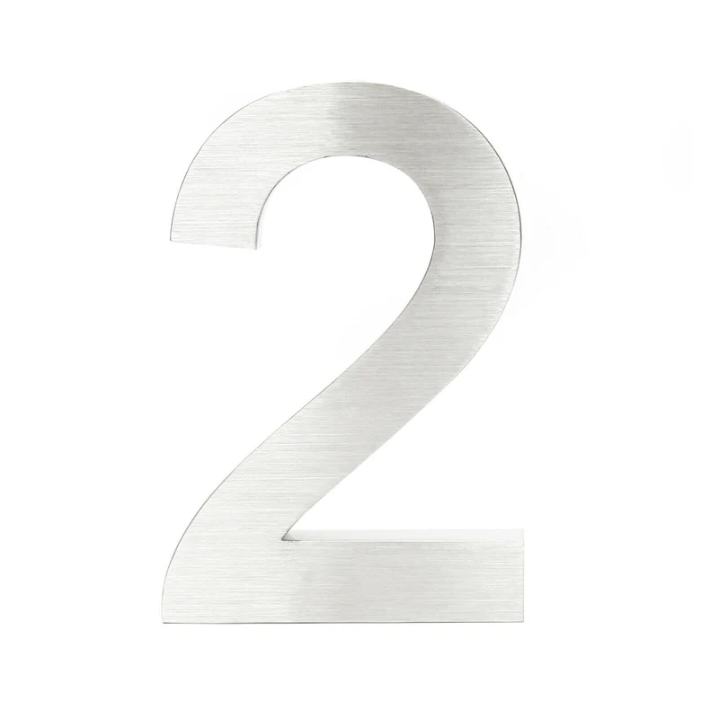 Plaque numéro de maison "2" acier fin 20 cm arial 3D matériel de montage 16_0001426