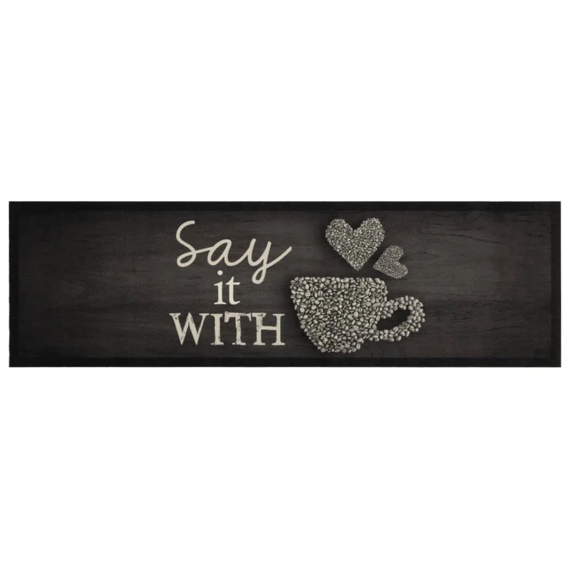Tapis de cuisine lavable design élégant 150 x 45 cm doux antidérapant en velours noir 02_0056432