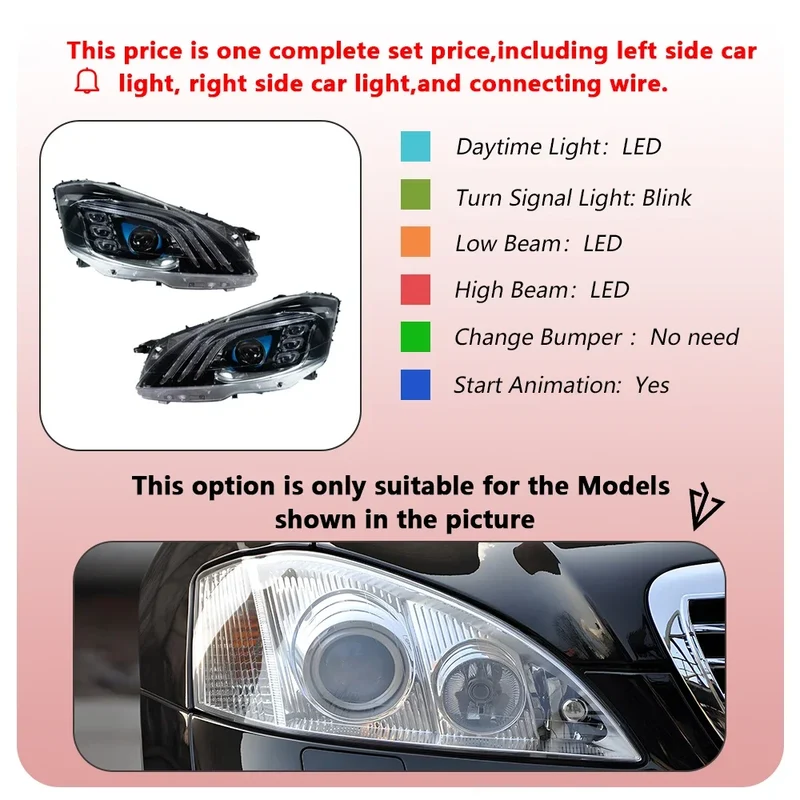 Phares LED Mercedes Classe S W221 2006-2013 style Maybach