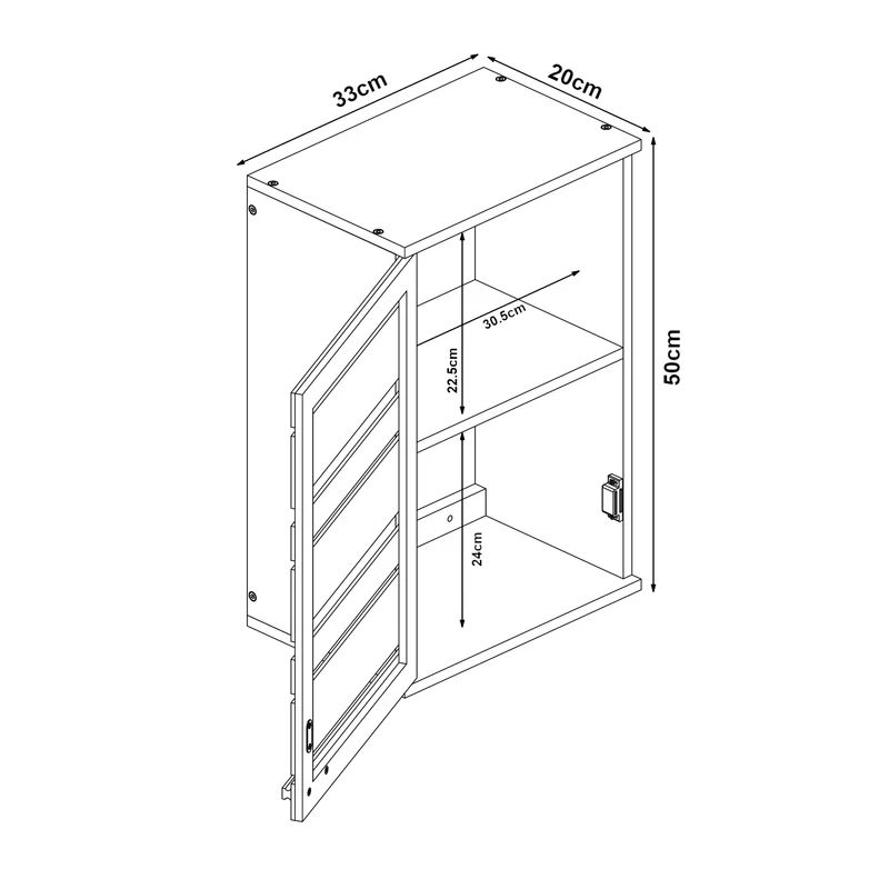 Armoire étagère meuble de rangement 50 x 33 x 20 cm murale de salle de bain bambou naturel 03_0008890