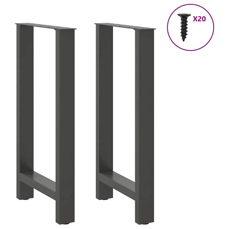 Lot de 2 pieds de table de bar réglables géométriques 40 x 90 x 91 cm en acier anthracite 02_0057566