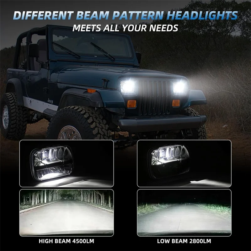 Phares LED Jeep Wrangler YJ 5x7