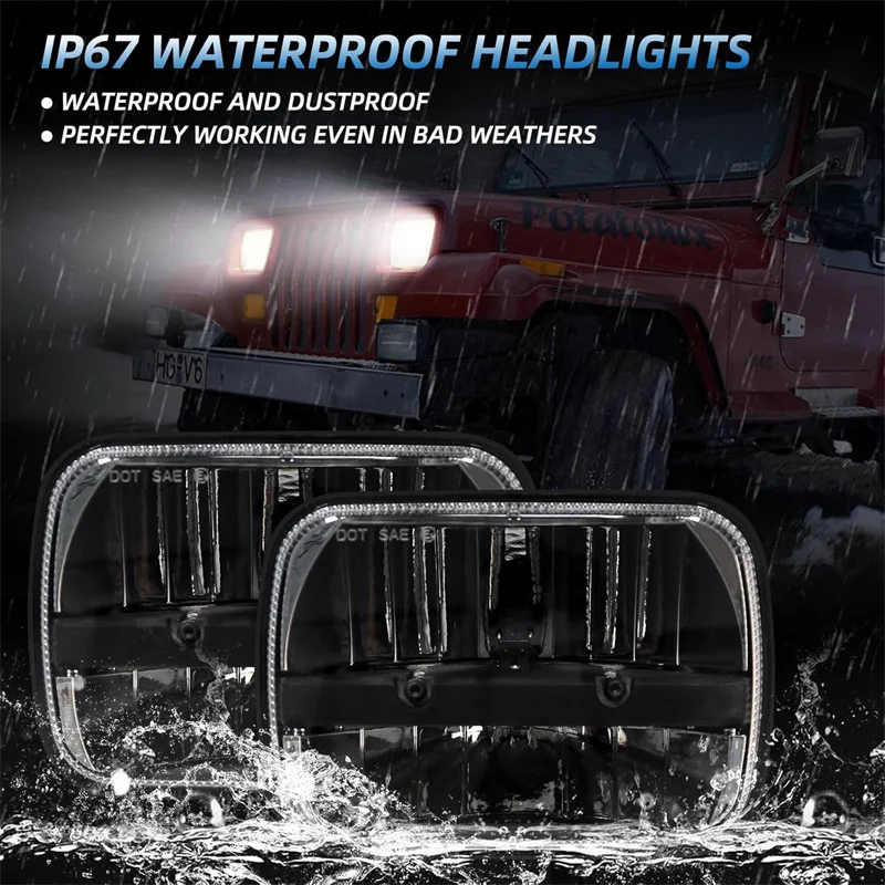 Phares LED Jeep Wrangler YJ 5x7